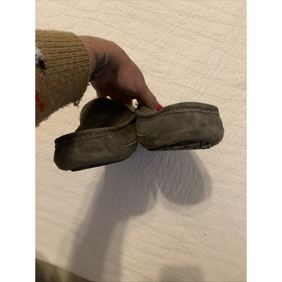 NIB UGG Mens Ascot Slippers Wool Hard Bottom Moccasin Shoes Charcoal Gray Size 9 - Picture 2 of 6
